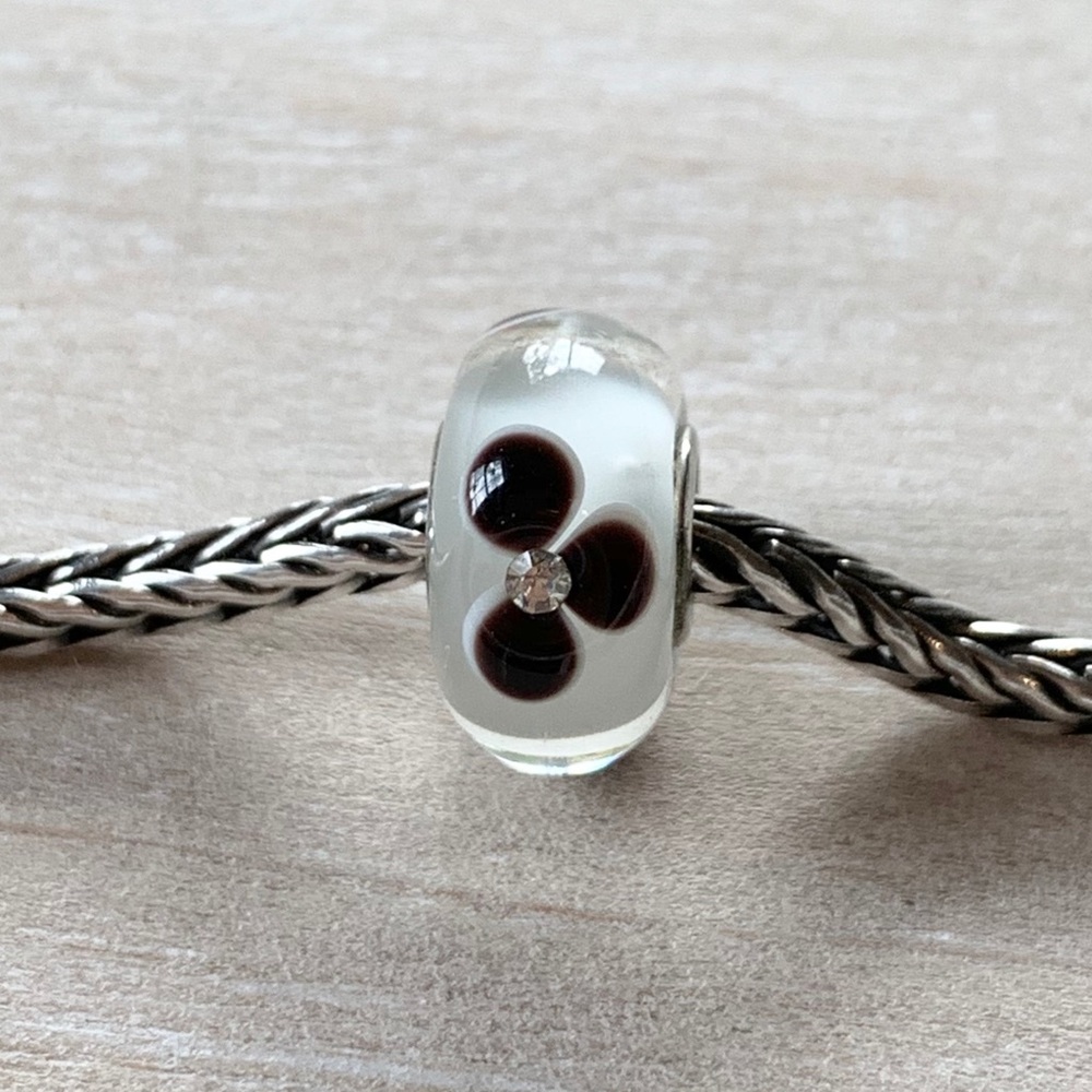 Glass and Rhinestone Glass Bead or Charm White